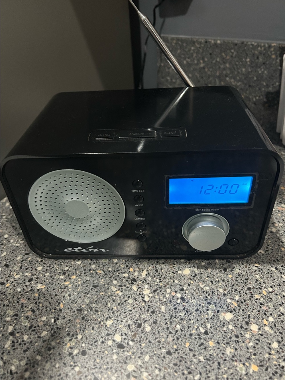 Eton Black Digital AM/FM Radio with Blue Backlit Display